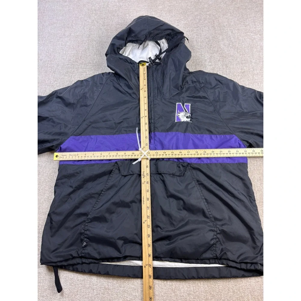 Charles River Northwestern Wildcats Windbreaker XL Black Purple Half Zip Hooded